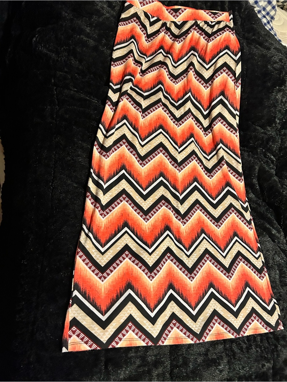 Bobbie Brooks Orange and Black Chevron Maxi Skirt